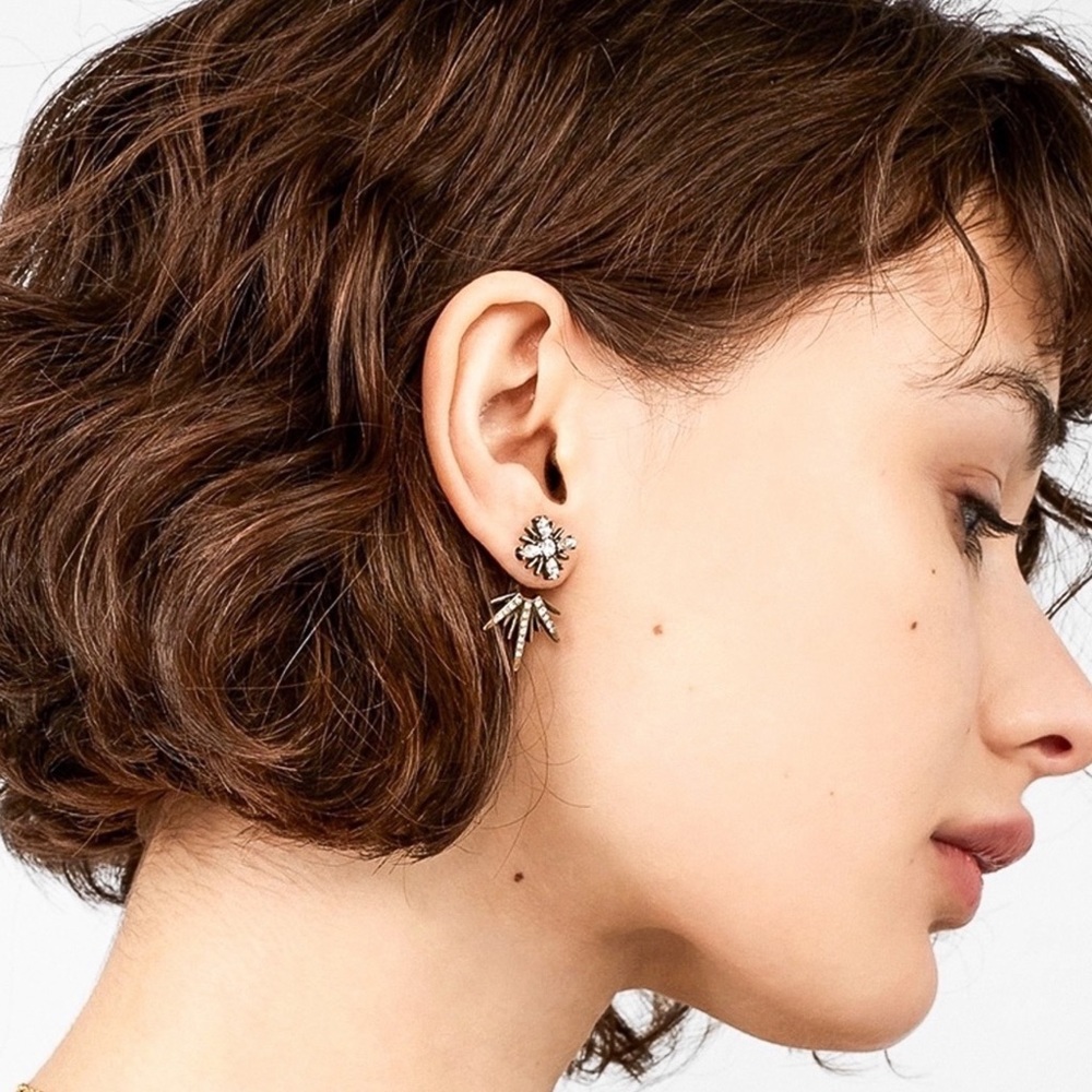 Antiqued Gold Crystal Studs w/Matching Jackets - Picture 5 of 7